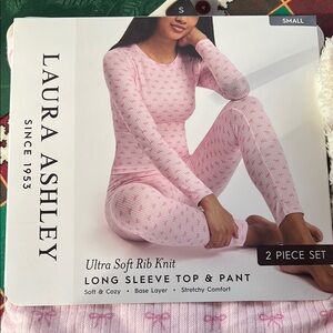 Laura Ashley Pink Rib Knit Pajama Set